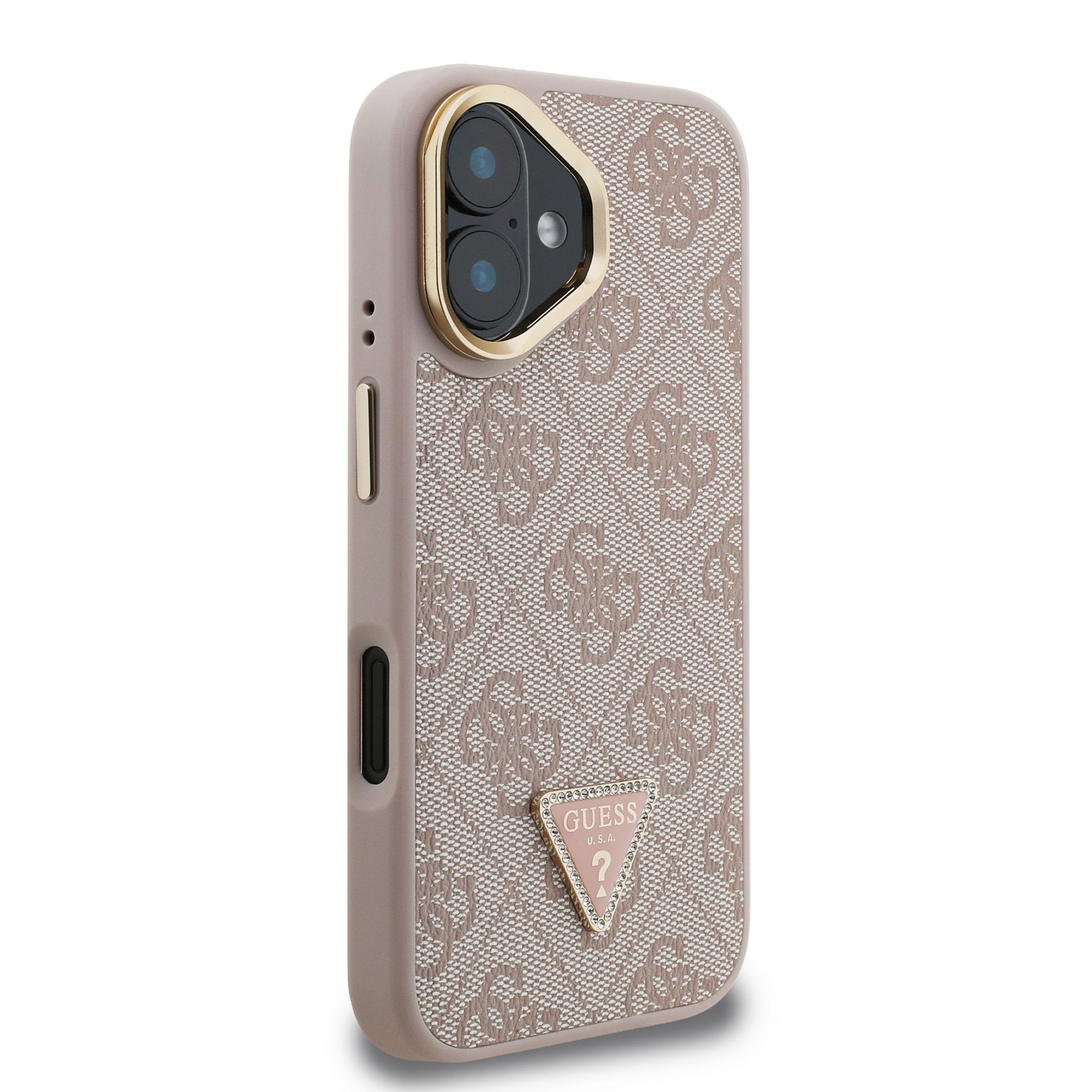 Guess GUHMP16SPCS4GPTP PU W/Trianglel Logo & Stand Camera for iPhone 16 Pink