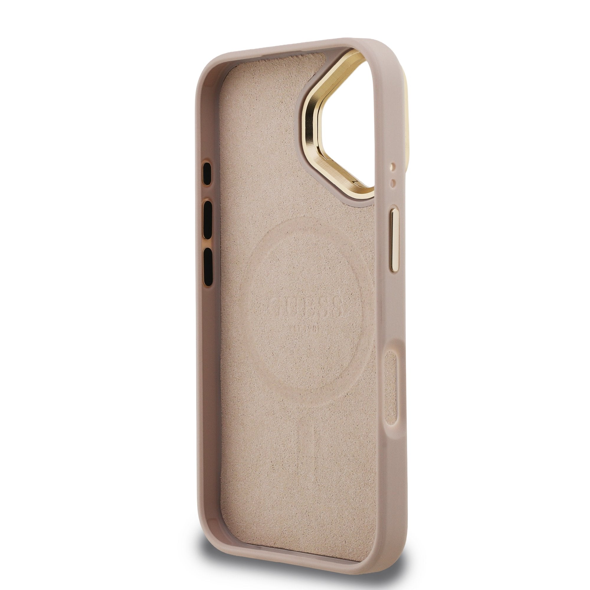 Guess GUHMP16SPCS4GPTP PU W/Trianglel Logo & Stand Camera for iPhone 16 Pink