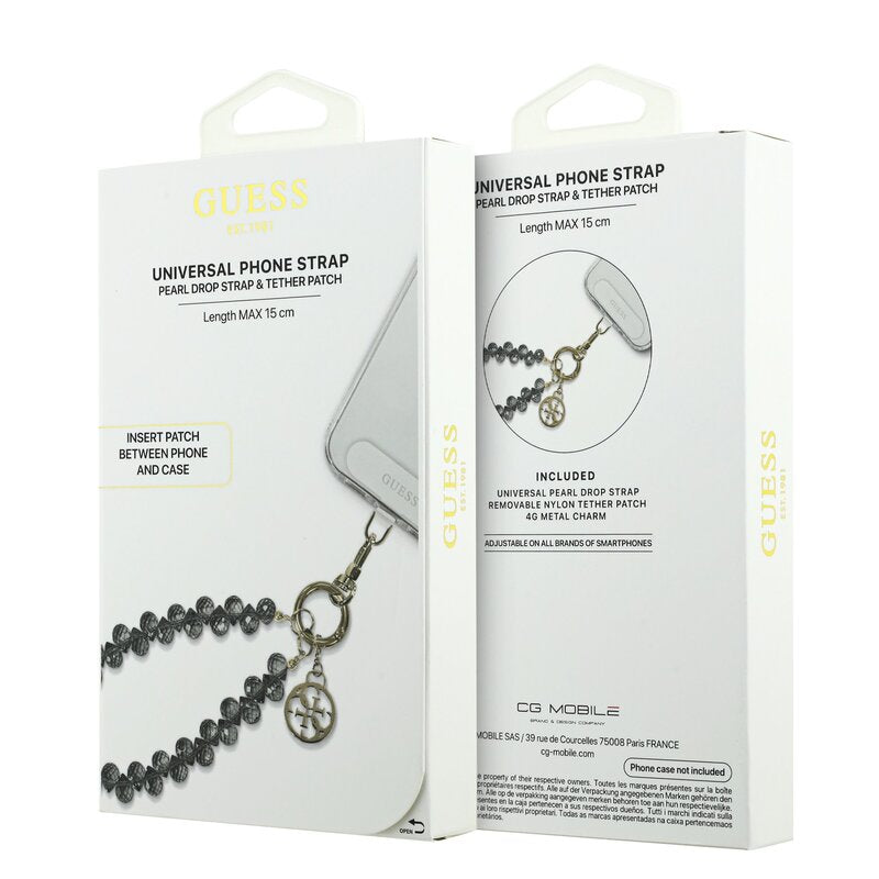 Guess Universal Wrist Strap Crystals 4G Charm Black 15 cm