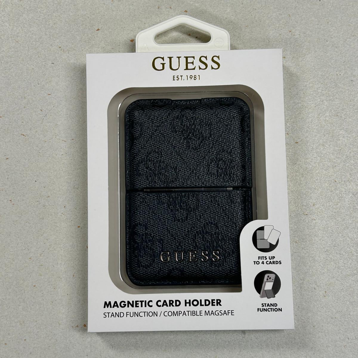GUESS Card Holder 4 Cards 4G PU MagSafe and Stand Classic Logo Black