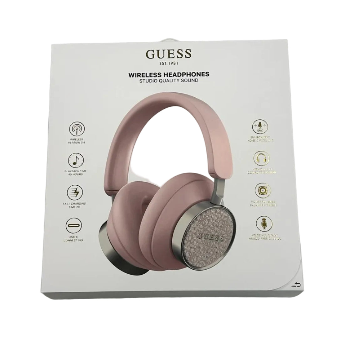 Guess Over-ear headphones Bluetooth ENC BT PU 4G Classic Logo Pink