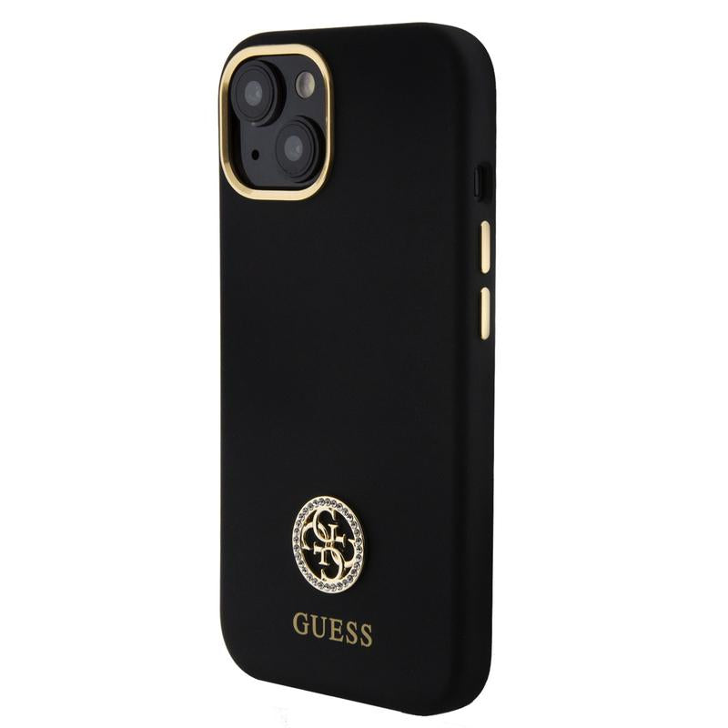 GUESS GUHCP15SM4DGPK SILICONE HC LOGO STRASS 4G Black iPhone 15 / 14 / 13