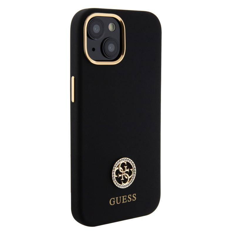 GUESS GUHCP15SM4DGPK SILICONE HC LOGO STRASS 4G Black iPhone 15 / 14 / 13