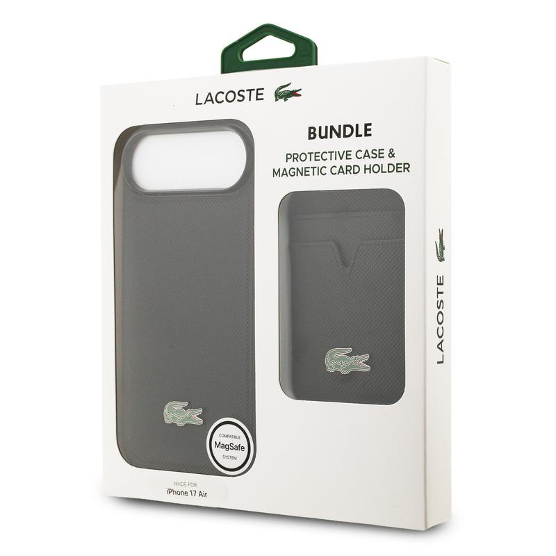 Lacoste Bundle MagSafe Case and Card Wallet PETIT PIQUE PU Black iPhone 17 Air