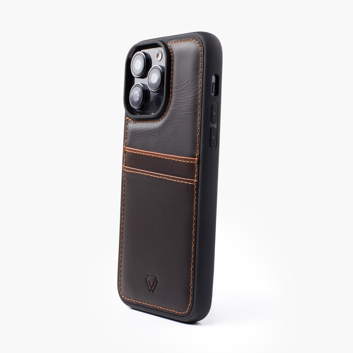 Wachikopa leather Back Cover C.C. Case for iPhone 13 / 14 / 15 Dark Brown