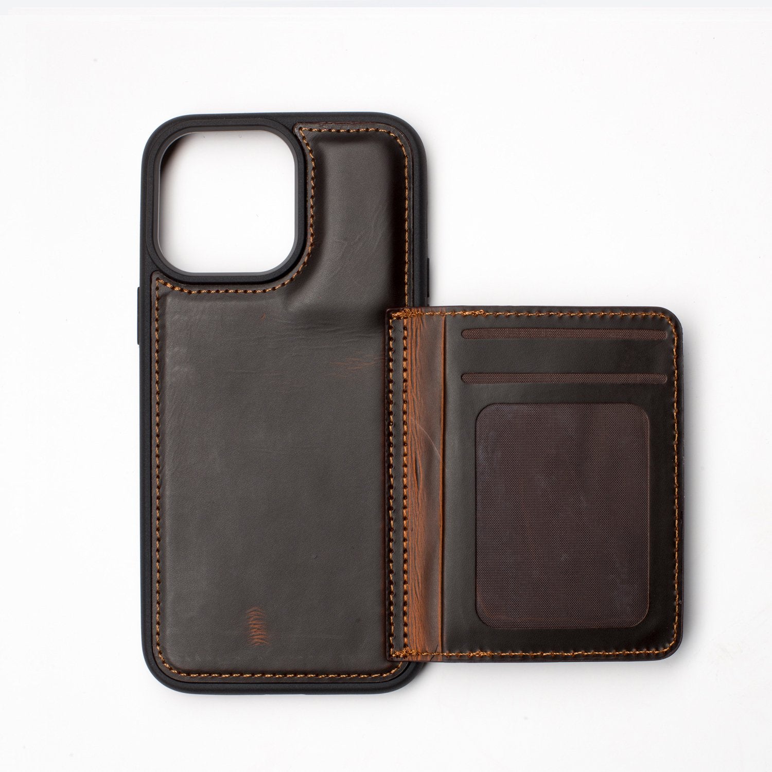 Wachikopa leather Back Cover With Stand Case for iPhone 14 Pro Dark Brown