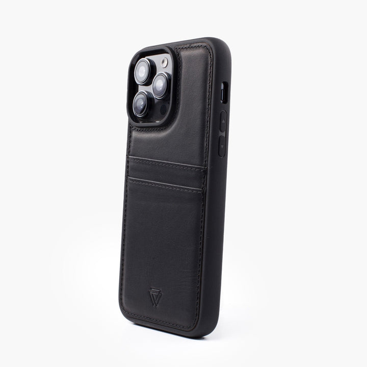 Wachikopa Leather Back Cover C.C. Case for iPhone 16 Pro Max Black