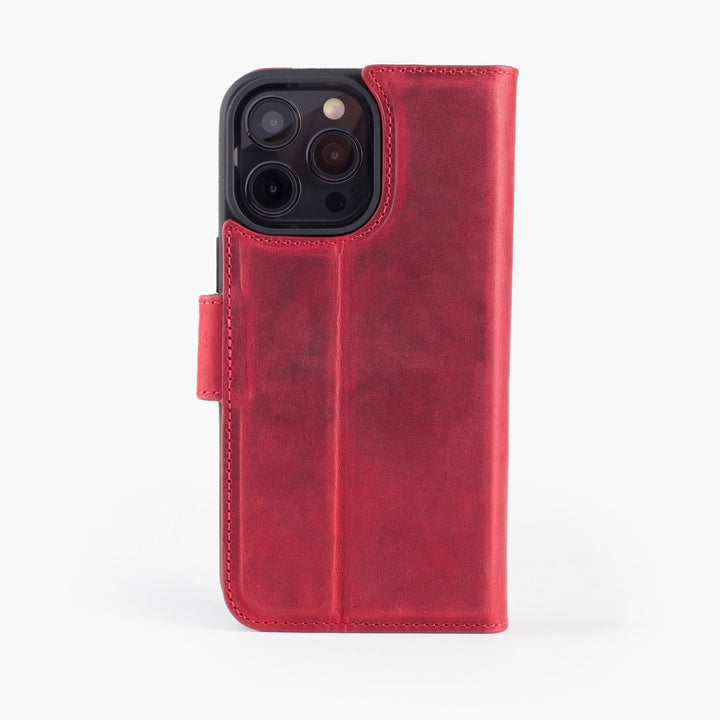 Wachikopa Leather Magic Book Case 2 in 1 for iPhone 16 Pro Red