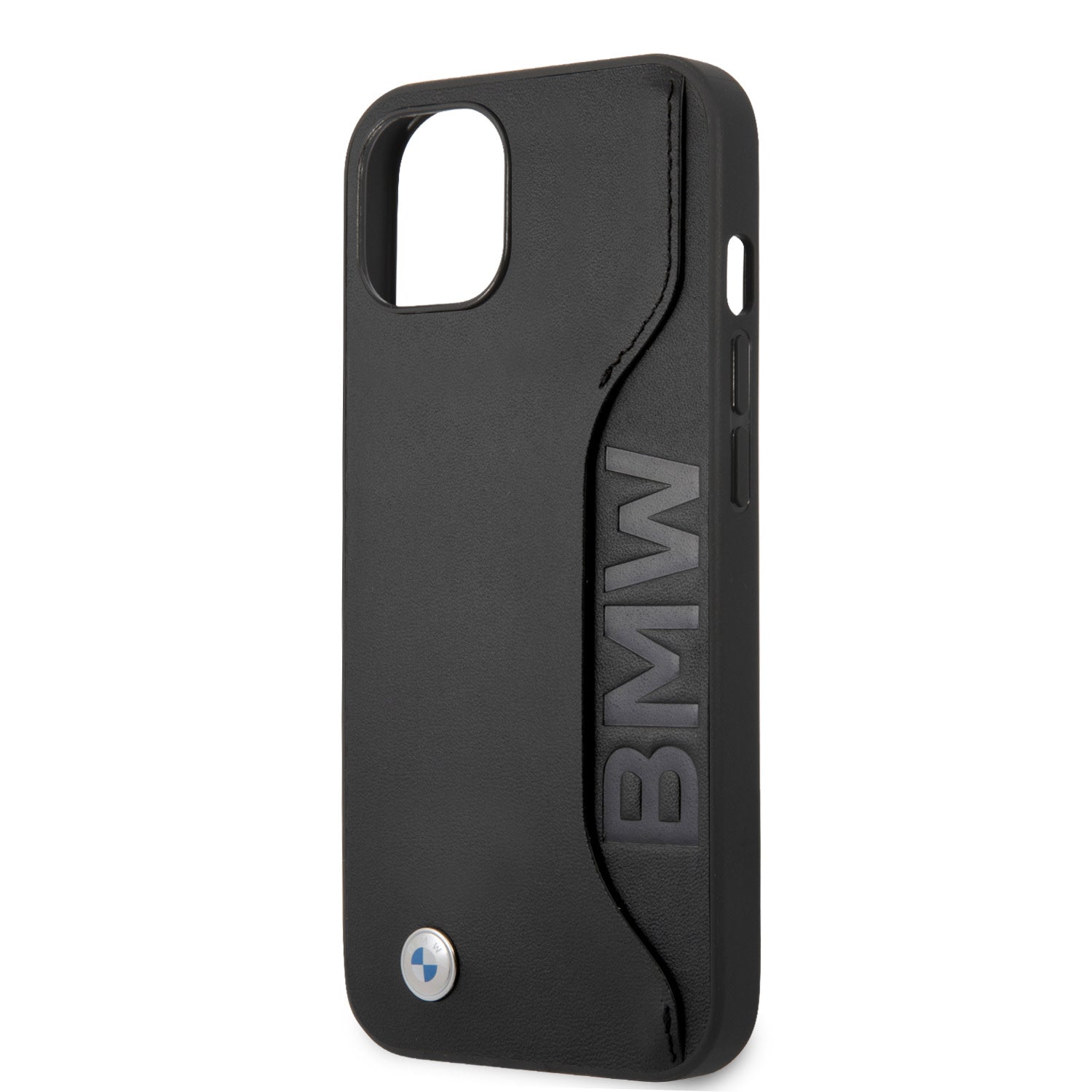 BMW BMHCP13SRCSWK iPhone 13 mini black hardcase Real Leather Wordmark - Cardslot