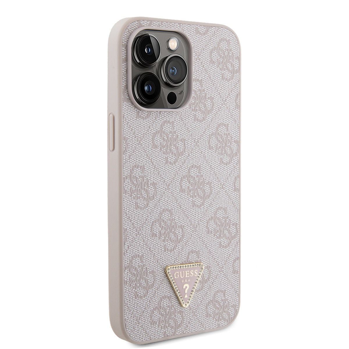 Guess Hardcase PU Leather 4G Logo
 Strass Pink iPhone 14 Pro Max