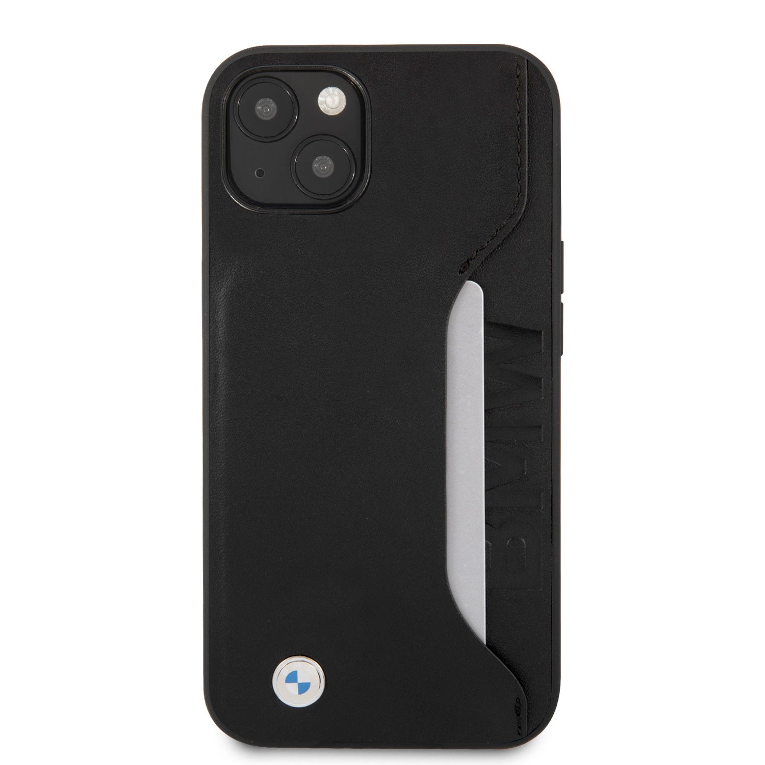 BMW BMHCP13SRCSWK iPhone 13 mini black hardcase Real Leather Wordmark - Cardslot