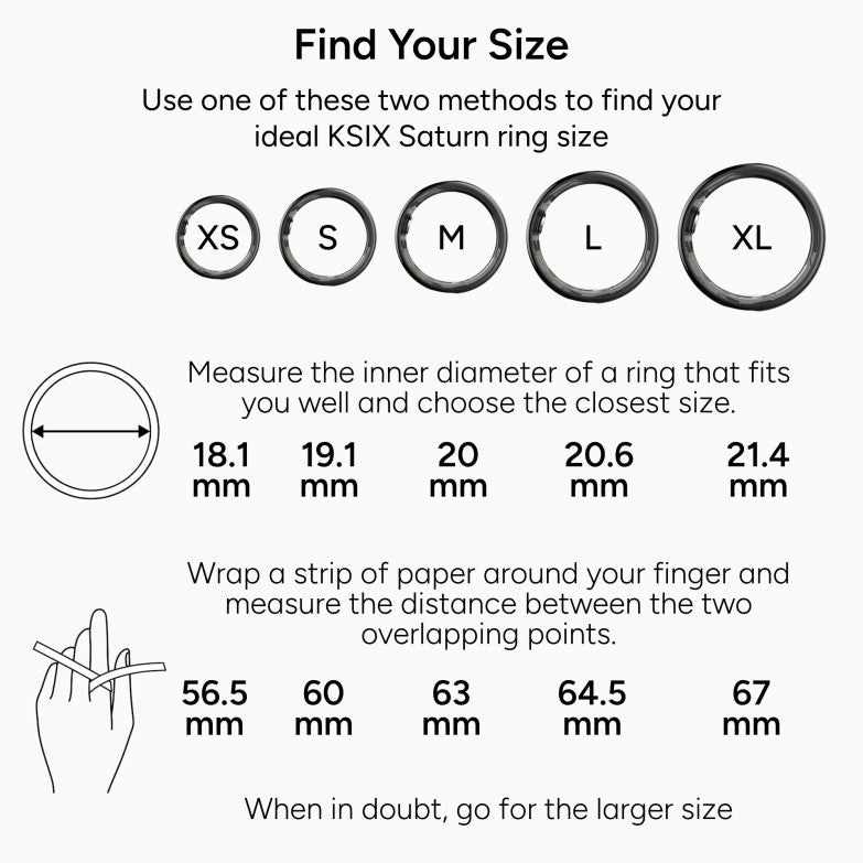 KSIX Saturn smart ring, size L , Aut. 3 days, Activity & Health, Sleep Monitor, 5ATM, Black