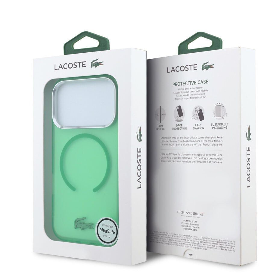 Lacoste LCHMP18L6UFRTN IML Frosted MagSafe Case for iPhone 18 Pro / 17 Pro Estragon Green