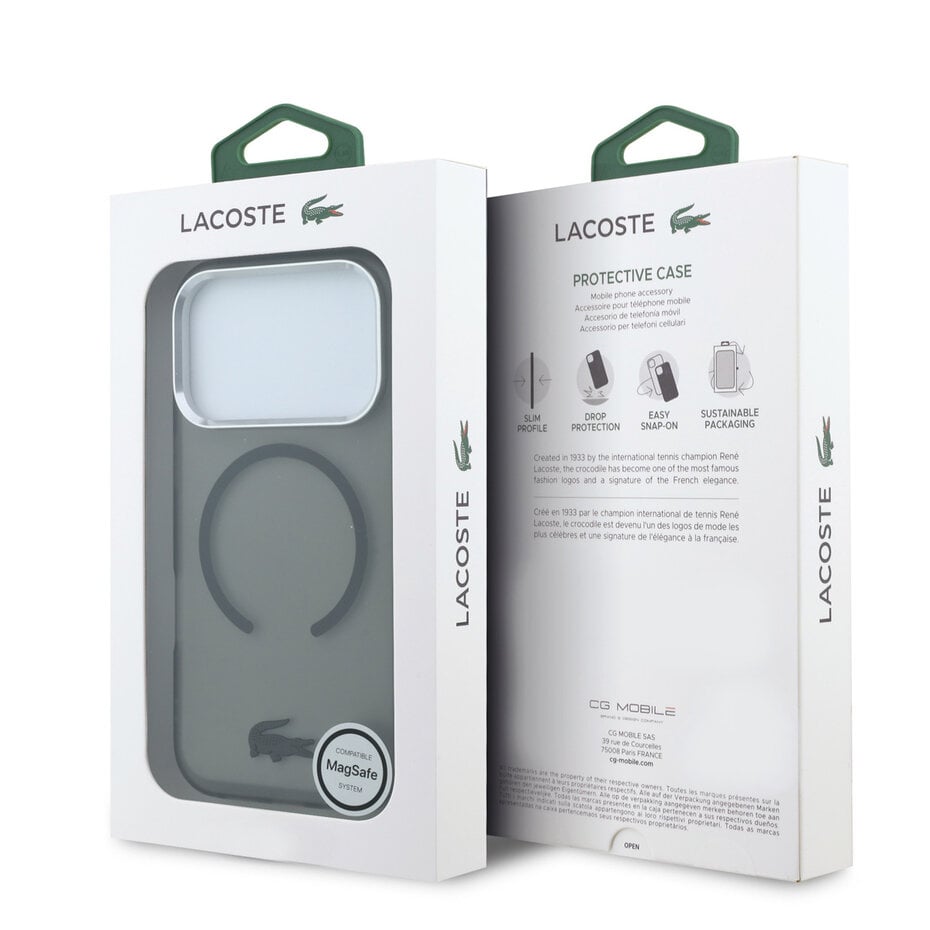 Lacoste LCHMP18L6UFRTK IML Frosted MagSafe Case for iPhone 18 Pro / 17 Pro black