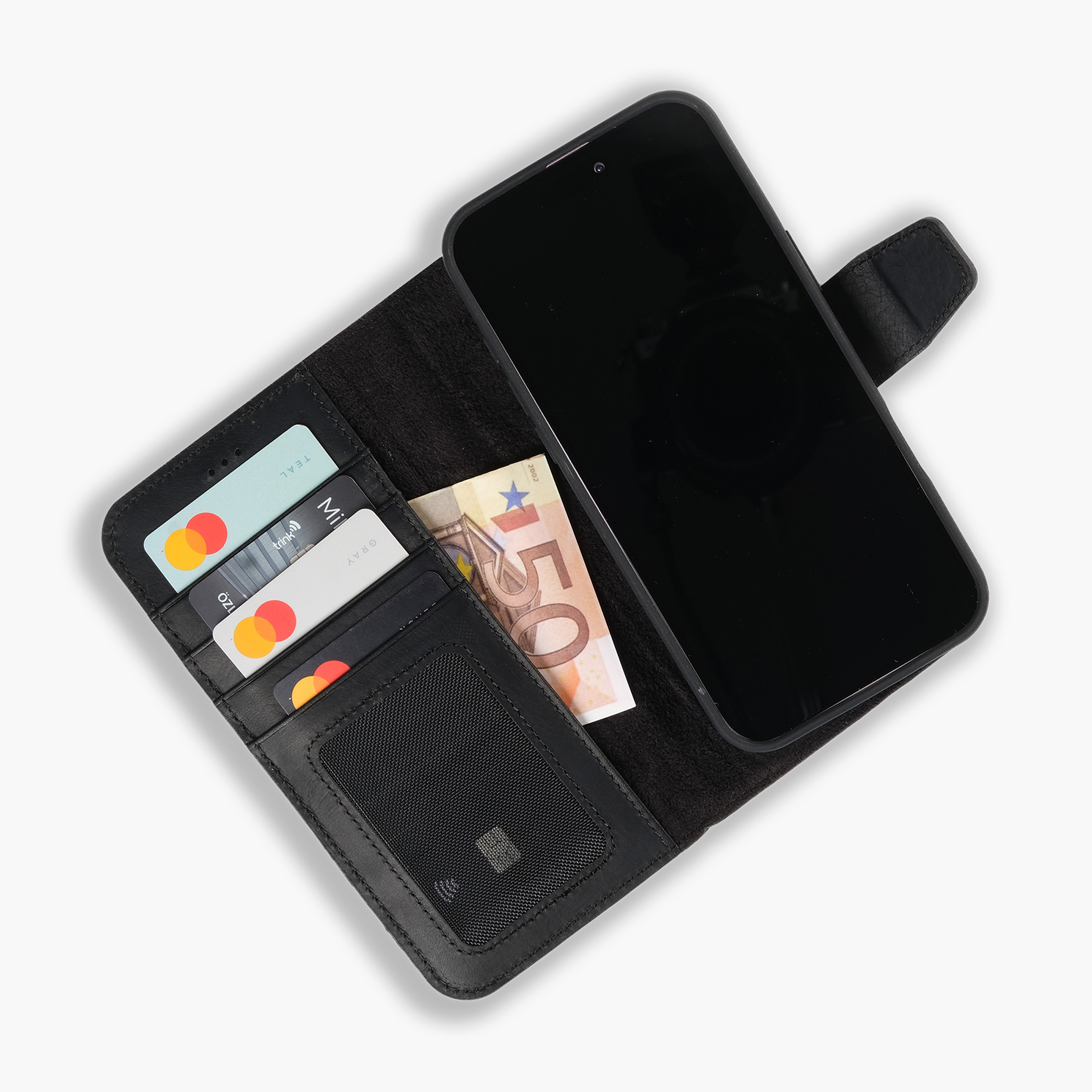 Wachikopa Leather Magic Book Case 2 in 1 for iPhone 17 Black