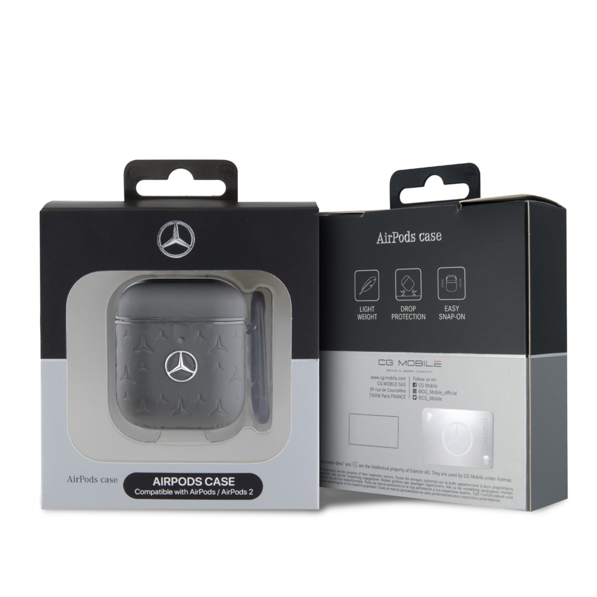 Mercedes MEA28REMPK AirPods 1 / AirPods 2 Leather Black Hard case with Star Pattern design