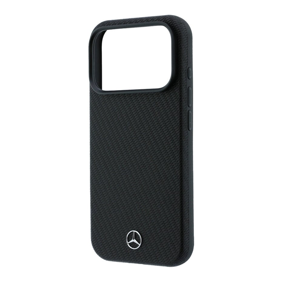 Mercedes MEHMP18L25PFWWPK Leather Semi Wrap Wood Effect MagSafe Case for iPhone 18 Pro / 17 Pro Black