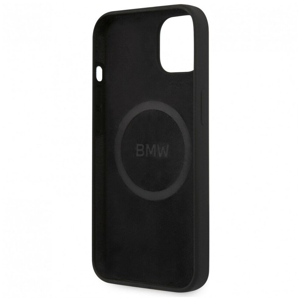 BMW BMHMP13MSLBLBK iPhone 13 / 14 / 15 black hardcase Liquid Silicone MagSafe