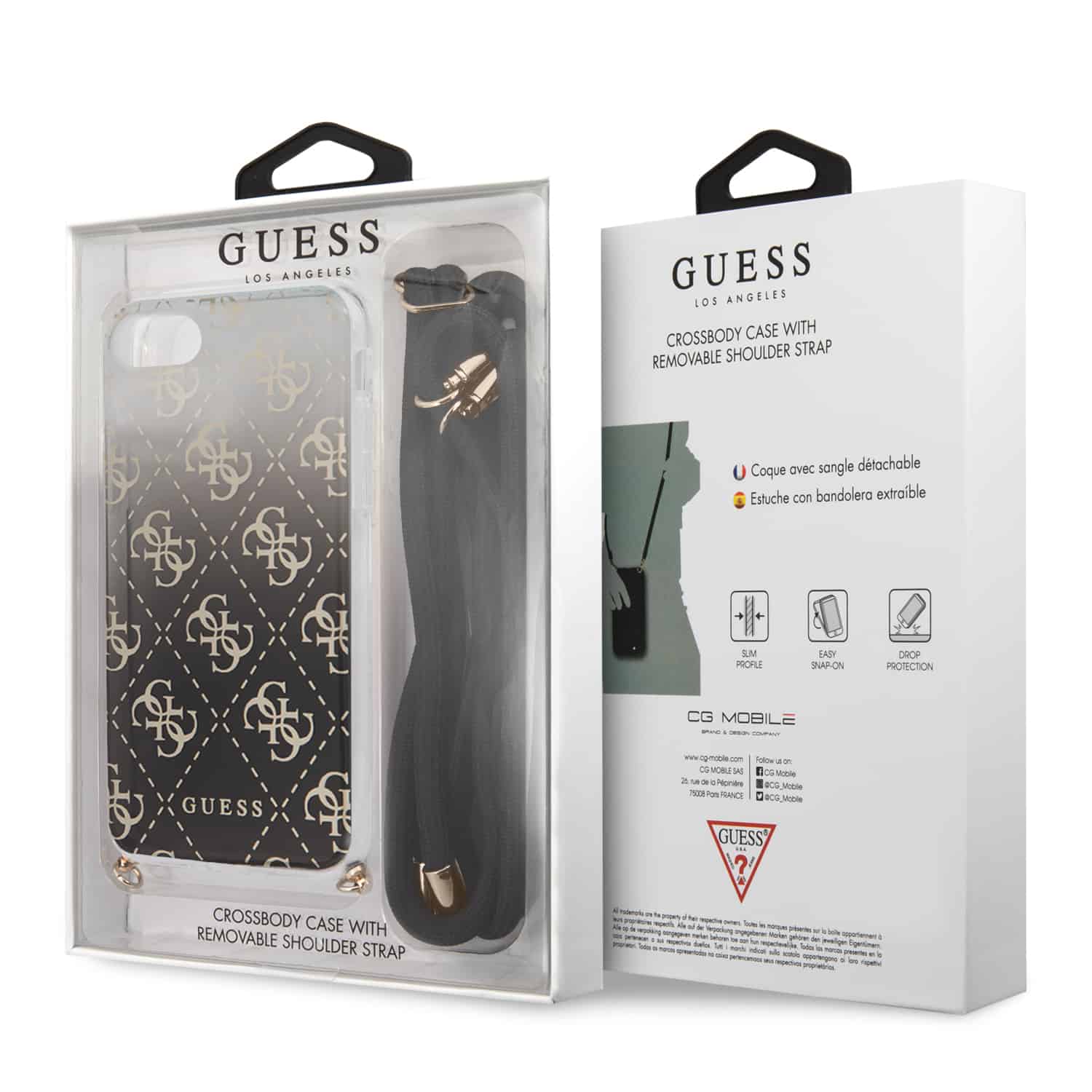 Guess Crossbody Case with Removable shoulder strap Black - iPhone SE / 8 / 7 / 6