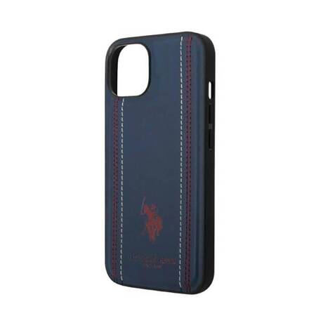 US Polo Assn USHCP14MPFAV Leather Stitch Case Full Protection iPhone 14 Plus Compatibility - Dark Blue