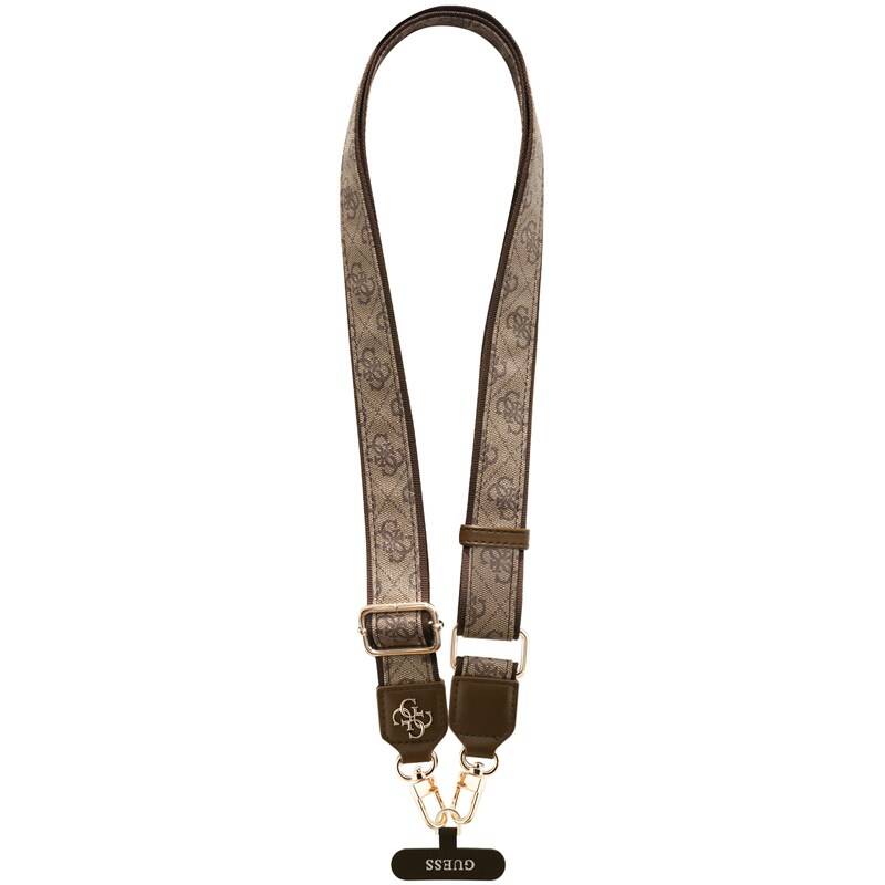 Guess Universal 4G PU Strap Tether Patch Metal Logo Brown