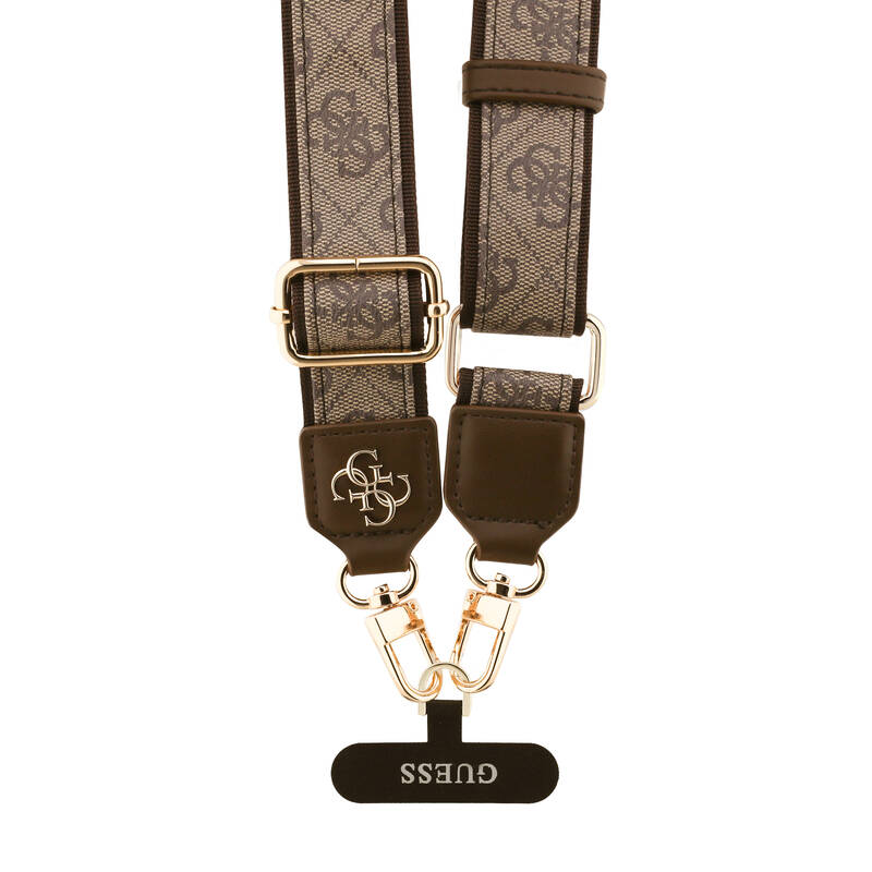 Guess Universal 4G PU Strap Tether Patch Metal Logo Brown