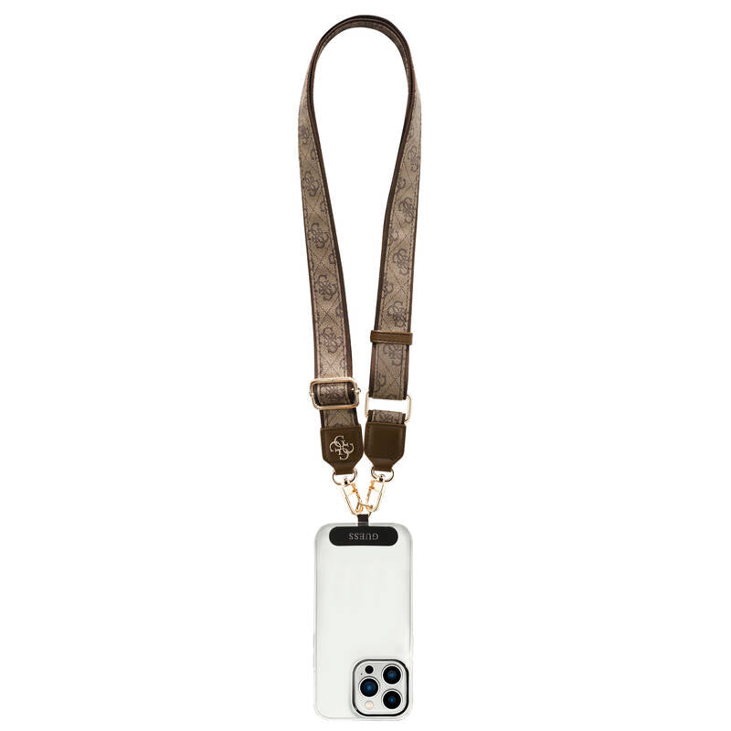 Guess Universal 4G PU Strap Tether Patch Metal Logo Brown