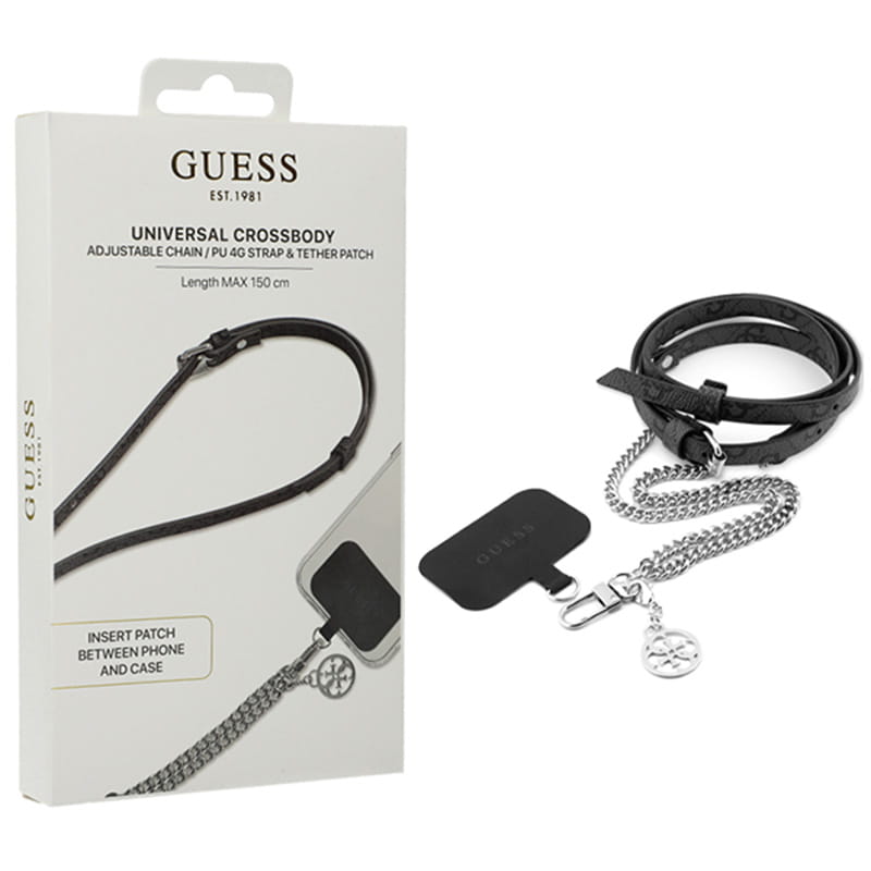 GUESS US UNIVERSAL Crossbody 4G PU+CHAIN BLACK