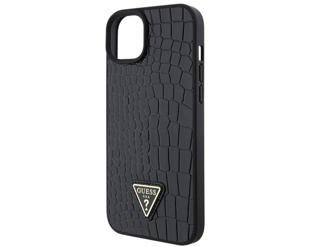 GUESS GUHCP15SPCRTHCK HC PU CROCO TRIANGLE LOGO BLACK iPhone 15 / 14 / 13