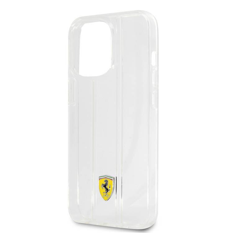 Ferrari FES3SHCP13LTR iPhone 13 Pro Hrad Case PC/TPU Transparent Hard Case with 3D Line Contrasted Red Line