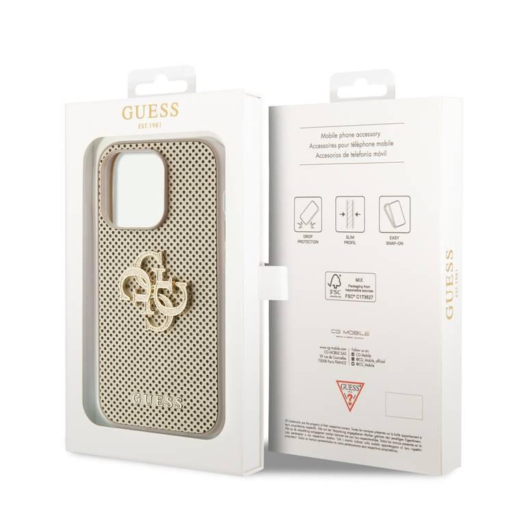 Guess Hardcase Perforated PU 4G Glitter Gold iPhone 15 Pro