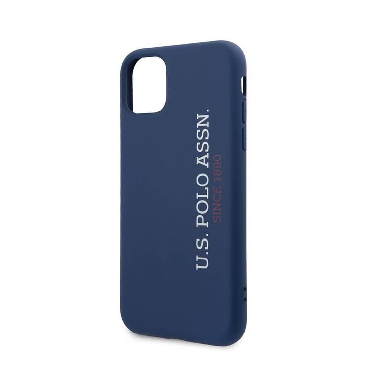 US Polo Assn USHCN58SLNVV2 ilicone Effect Case Vertical Logo Case for iPhone 11 Pro Blue