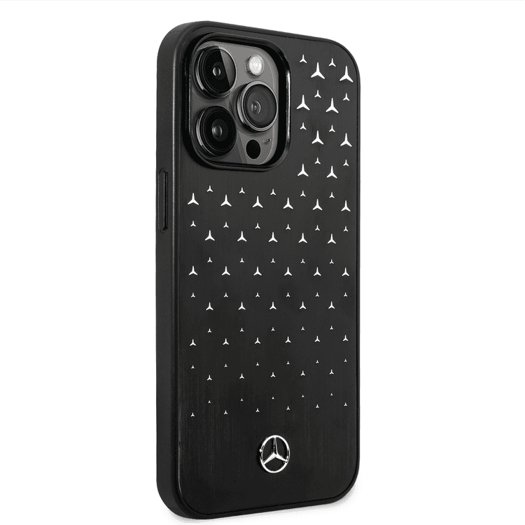 Mercedes MEHCP14L8MMVDK iPhone 14 Pro Aluminum Case with Star Pattern Bumper Protection Black