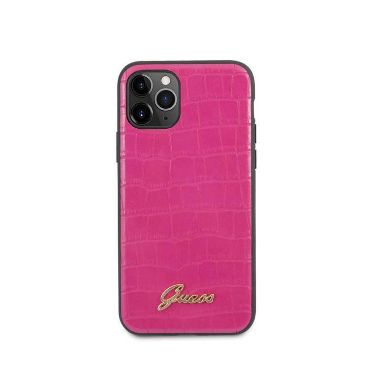 Guess PU Croco Print Phone Case with Metal Logo Compatible for iPhone 11 Pro