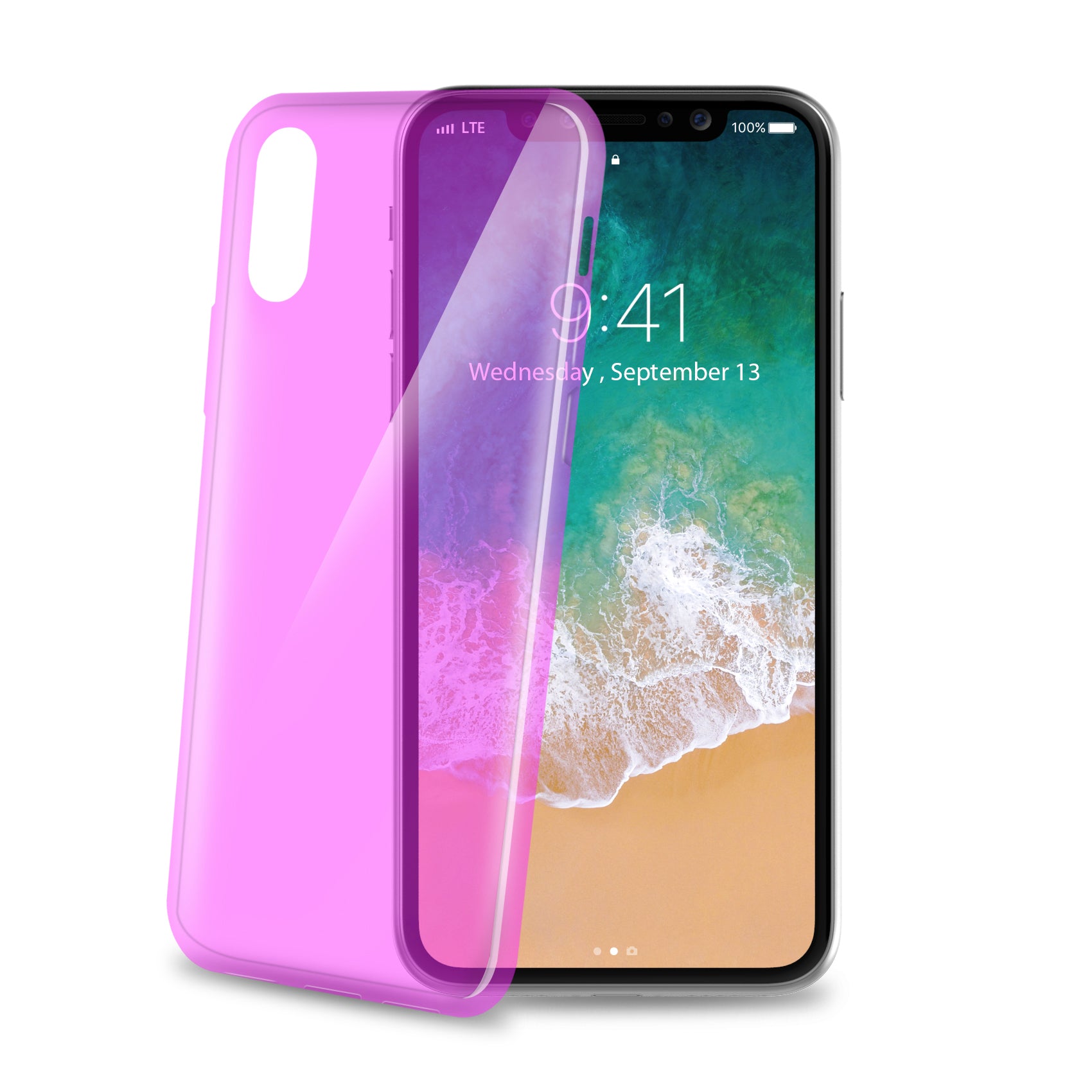 Celly Thin Smart Care Case iPhone X Pink