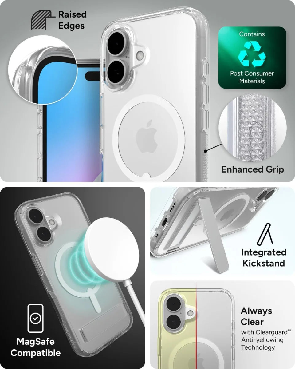 ZAGG Crystal Palace Snap witht Kickstand Case for iPhone 16 transparant